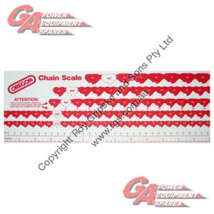 ***USE GAF10008*** OREGON CHAINSAW CHAIN MEASURING CHART STICKER