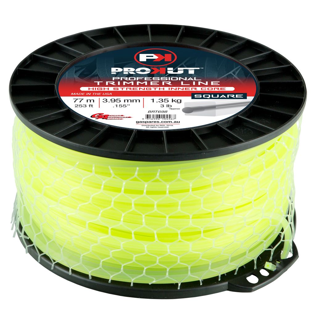 PROKUT TRIMMER LINE SQUARE YELLOW .155 3.95MM 3LB 77M SPOOL