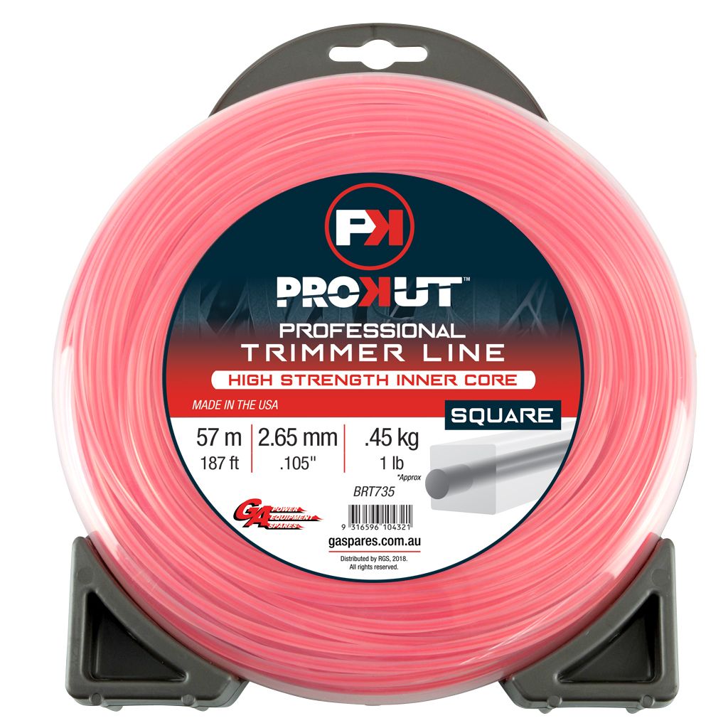 PROKUT TRIMMER LINE SQUARE PINK .105 2.65MM 1 LB 57M DONUT