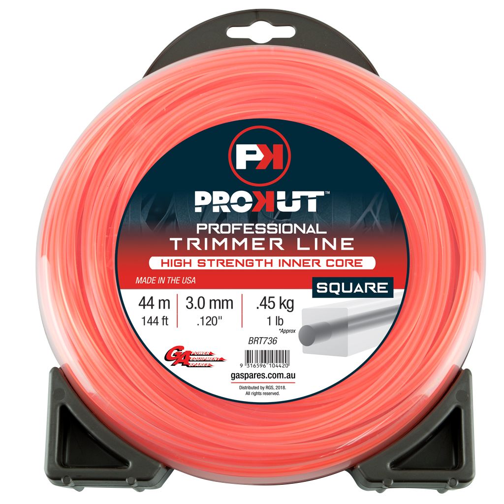 PROKUT TRIMMER LINE SQUARE ORANGE .120 3MM 1LB 44M DONUT