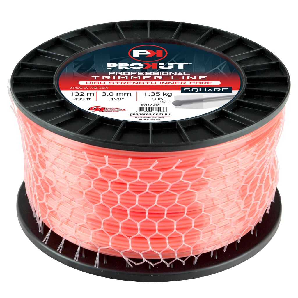 PROKUT TRIMMER LINE SQUARE ORANGE .120 3MM 3LB 132M SPOOL