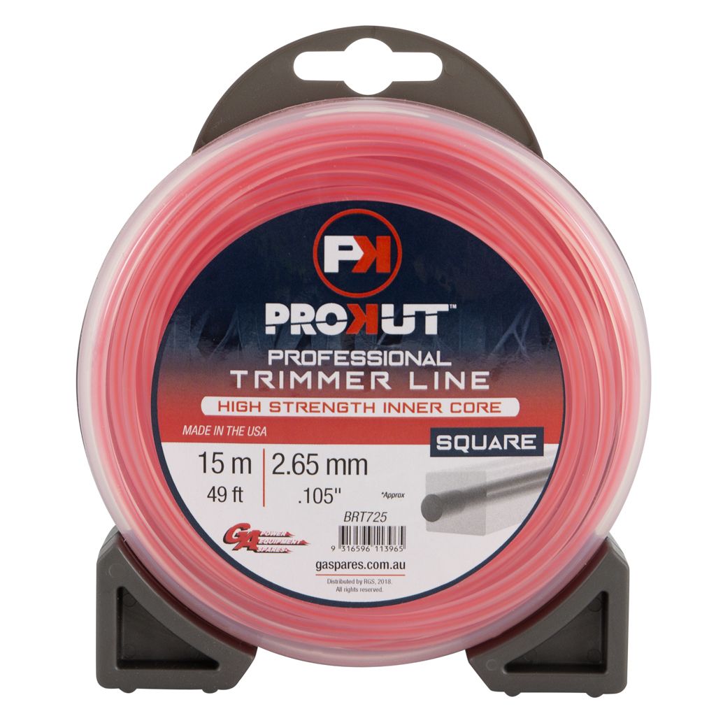 PROKUT TRIMMER LINE SQUARE PINK .105 2.65MM 49' 15M TEARDROP