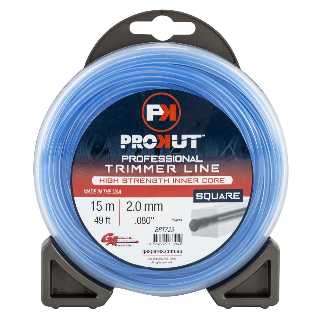 PROKUT TRIMMER LINE SQUARE BLUE .080 2.0MM 49' 15M TEARDROP
