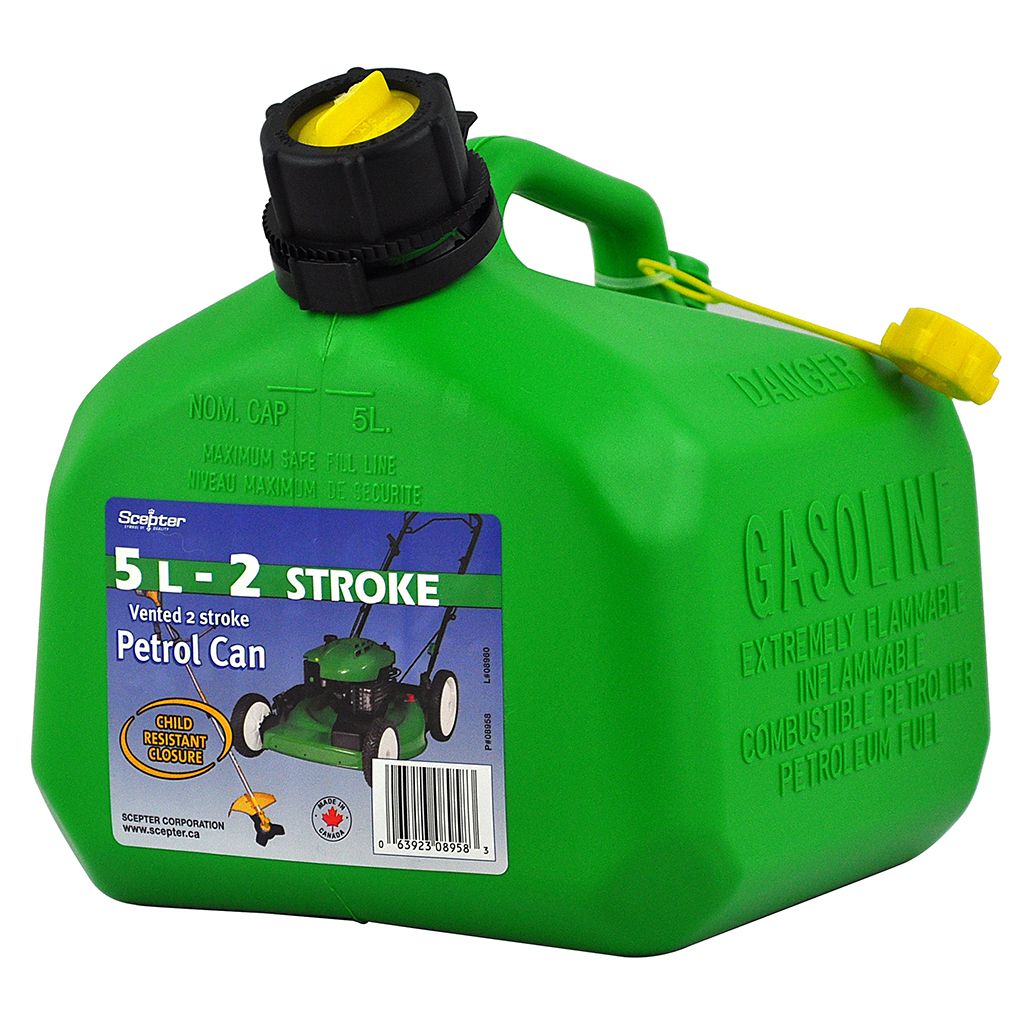 SCEPTER PLASTIC 2-STROKE FUEL CAN GREEN 5L